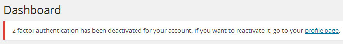 2FA Deactivation Notice