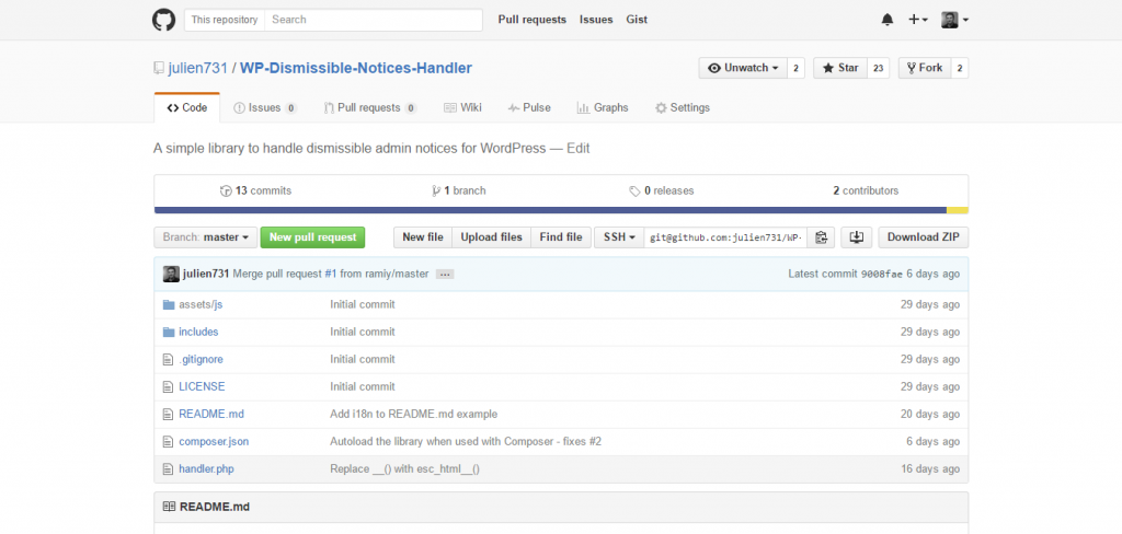 WP Dismissible Notices Handler on GitHub